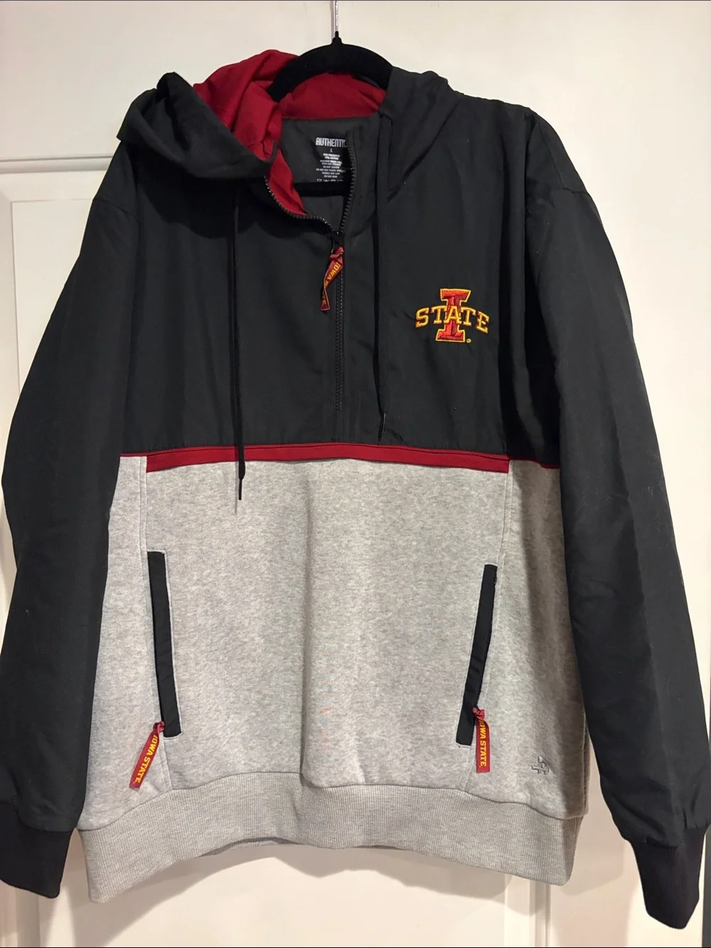 Iowa State Pullover Hoodie Jacket - Black, Gray & Red